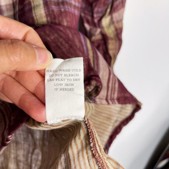 New Blu Pepper Day To Day Large L Red Plaid Split V Neck 3/4 Sleeve Blouse Top - Picture 10 of 11